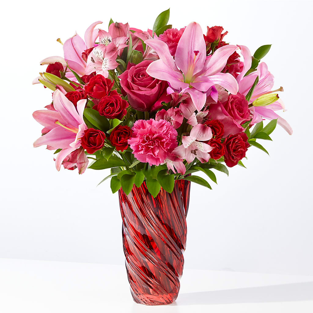 In Love Bouquet with Luxe Swirl Vase – The Surprise Bouquet, Lawrenceburg TN