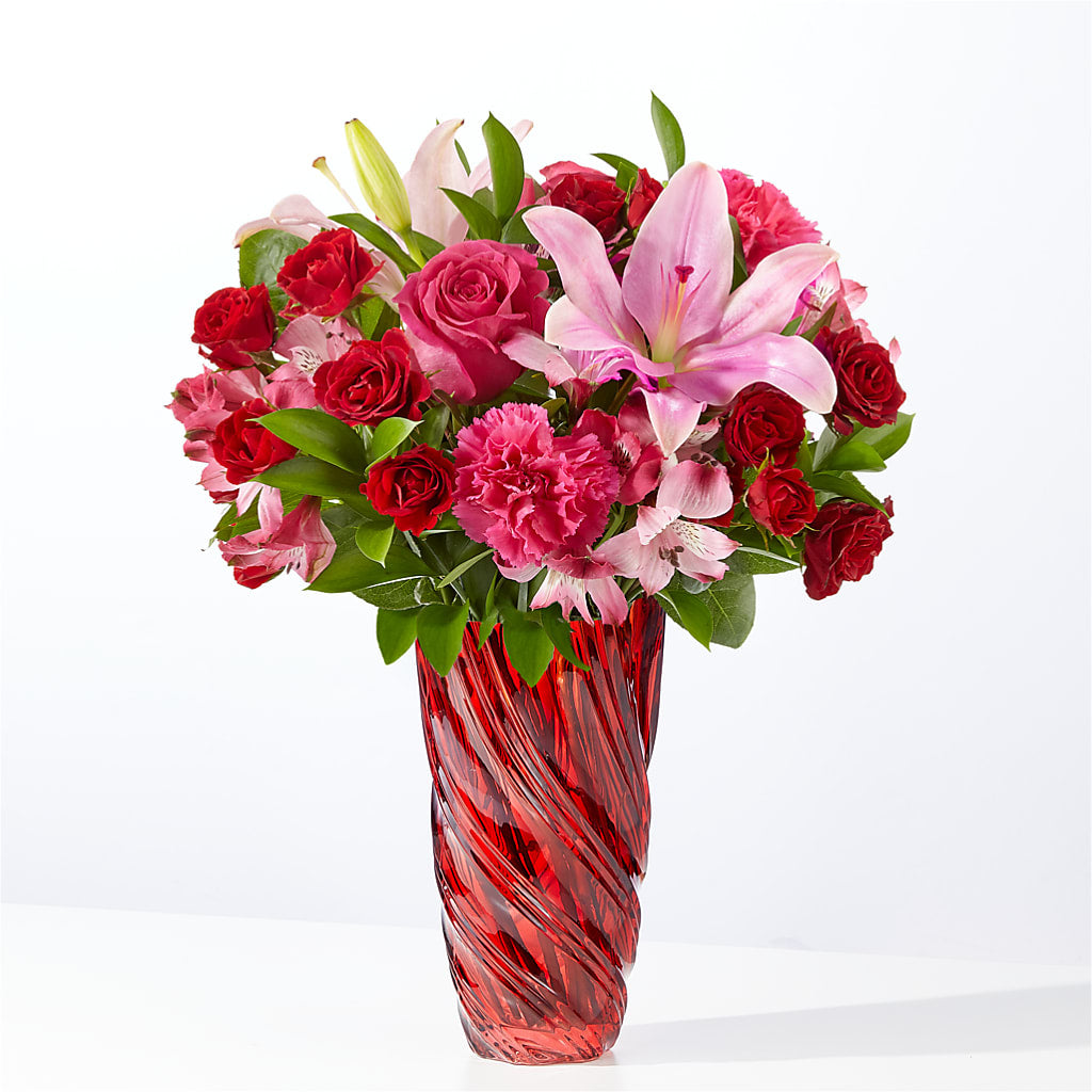 In Love Bouquet with Luxe Swirl Vase – The Surprise Bouquet, Lawrenceburg TN