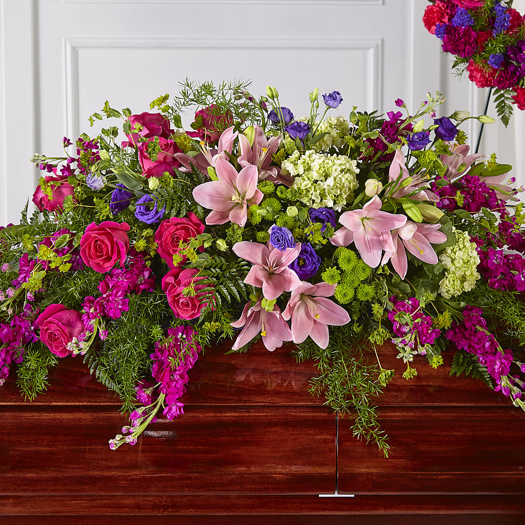 Radiant Tribute Casket Spray – The Surprise Bouquet, Lawrenceburg TN