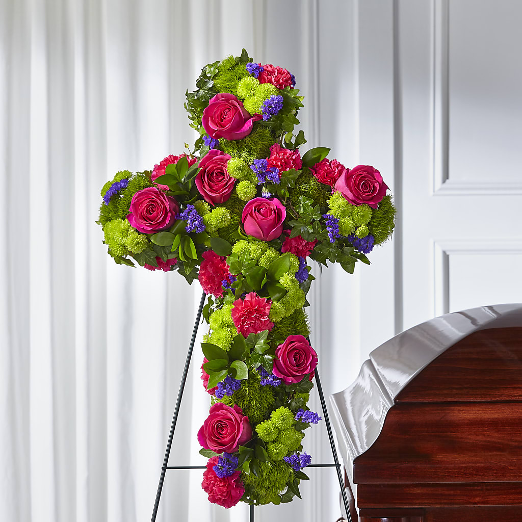Tribute Rose Floral Cross – The Surprise Bouquet, Lawrenceburg TN