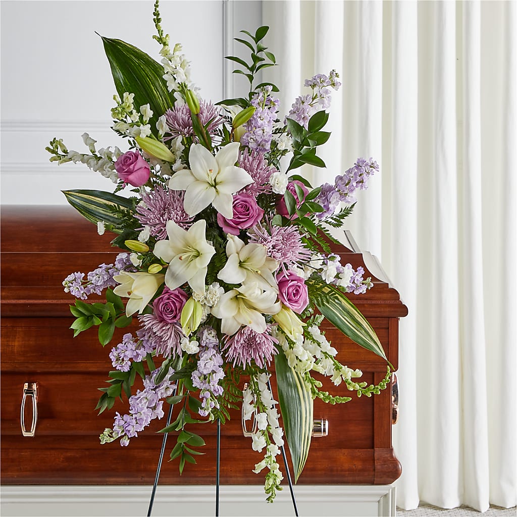 Grateful Hearts Standing Spray – The Surprise Bouquet, Lawrenceburg TN