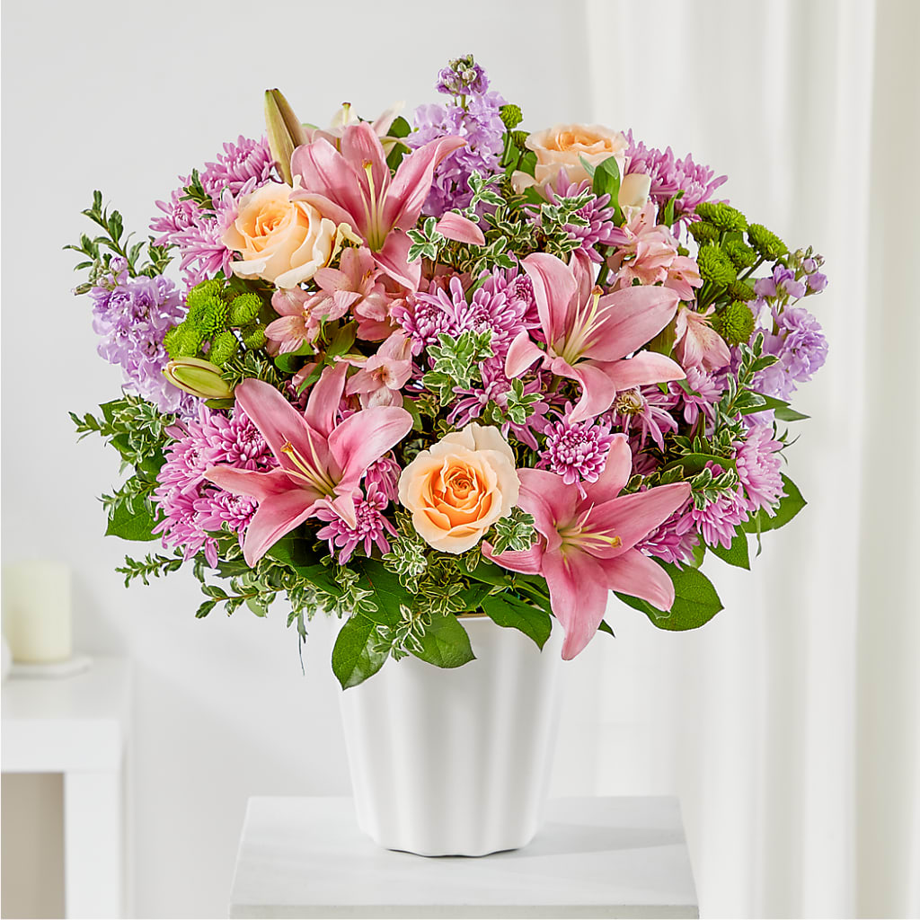Supportive Embrace Tabletop Basket – The Surprise Bouquet, Lawrenceburg TN