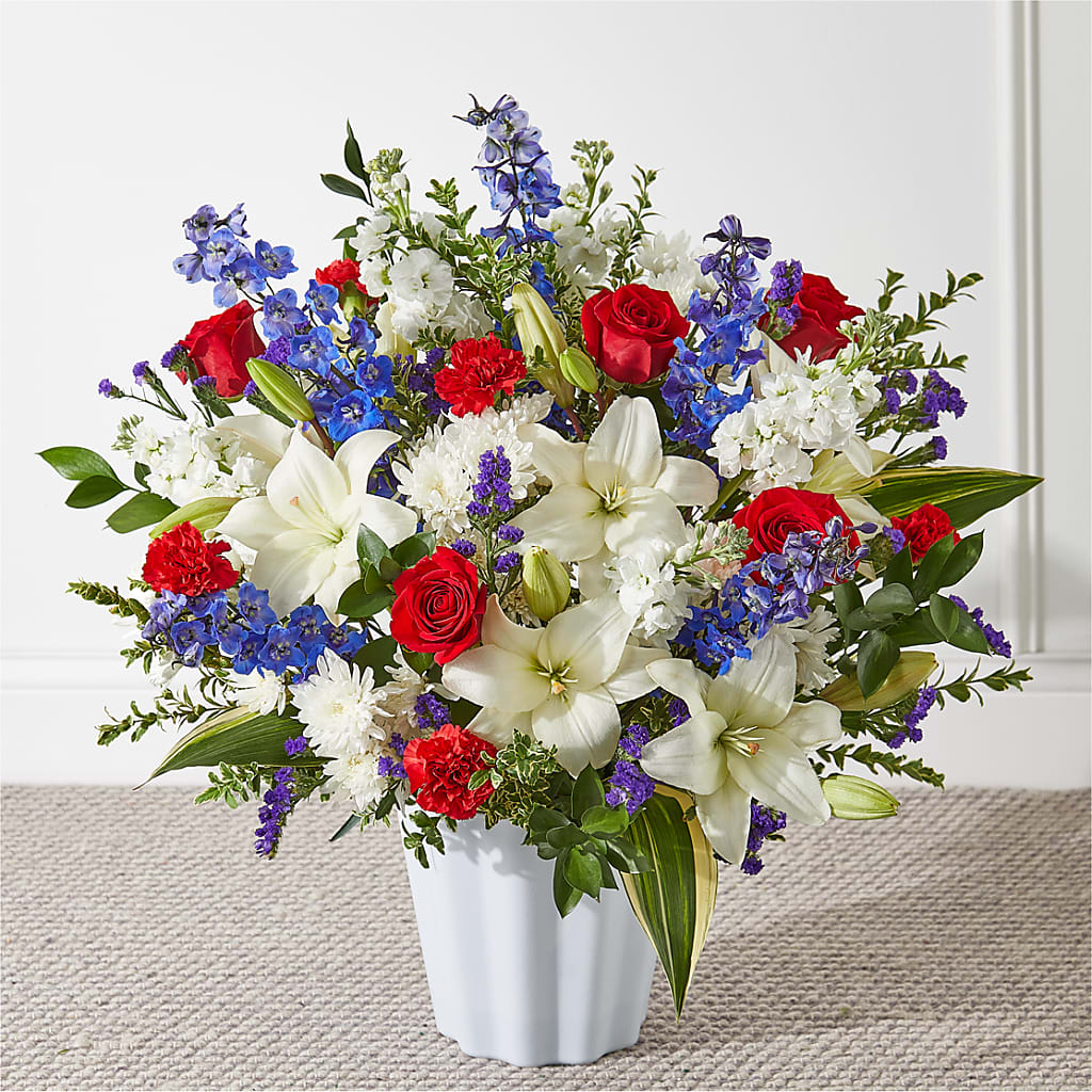 Consoled Floor Basket – The Surprise Bouquet, Lawrenceburg TN