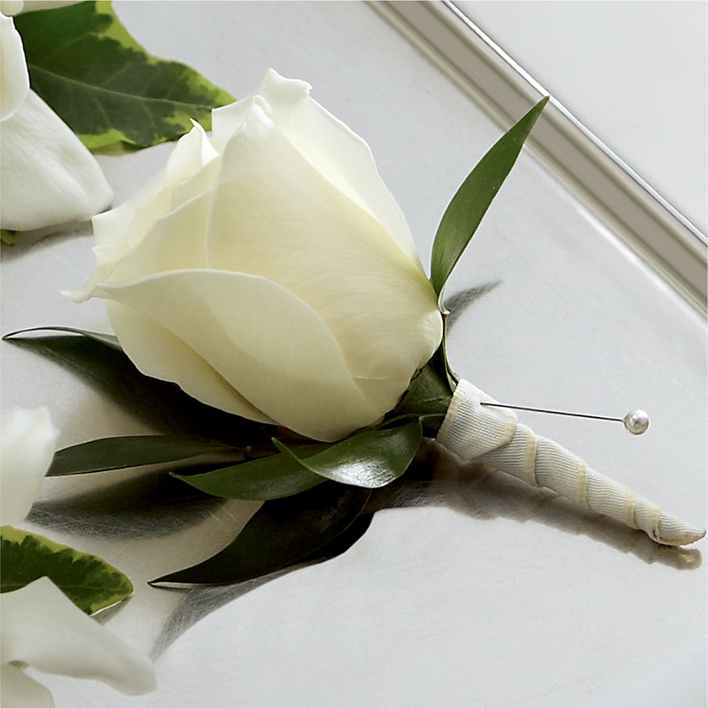 White Rose Boutonniere – The Surprise Bouquet, Lawrenceburg TN