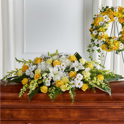 Golden Harmony Casket Spray –  The Surprise Bouquet, Lawrenceburg TN