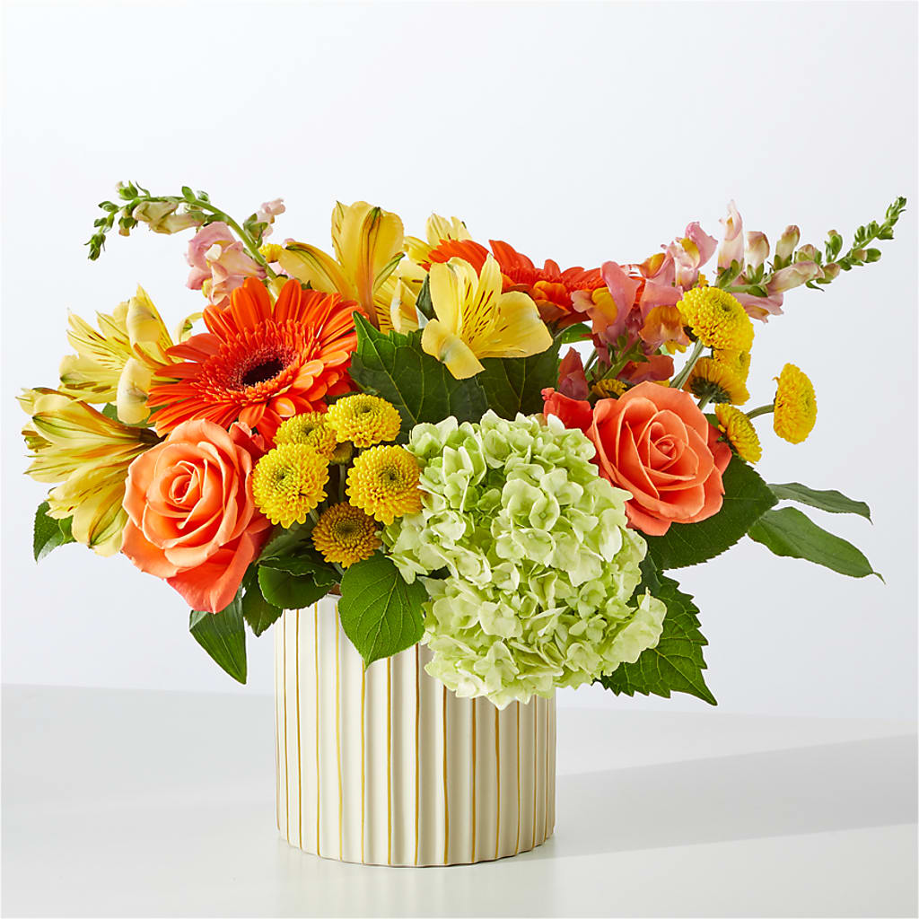 Autumn Sunshine Bouquet with Ivory Vase –  The Surprise Bouquet, Lawrenceburg TN