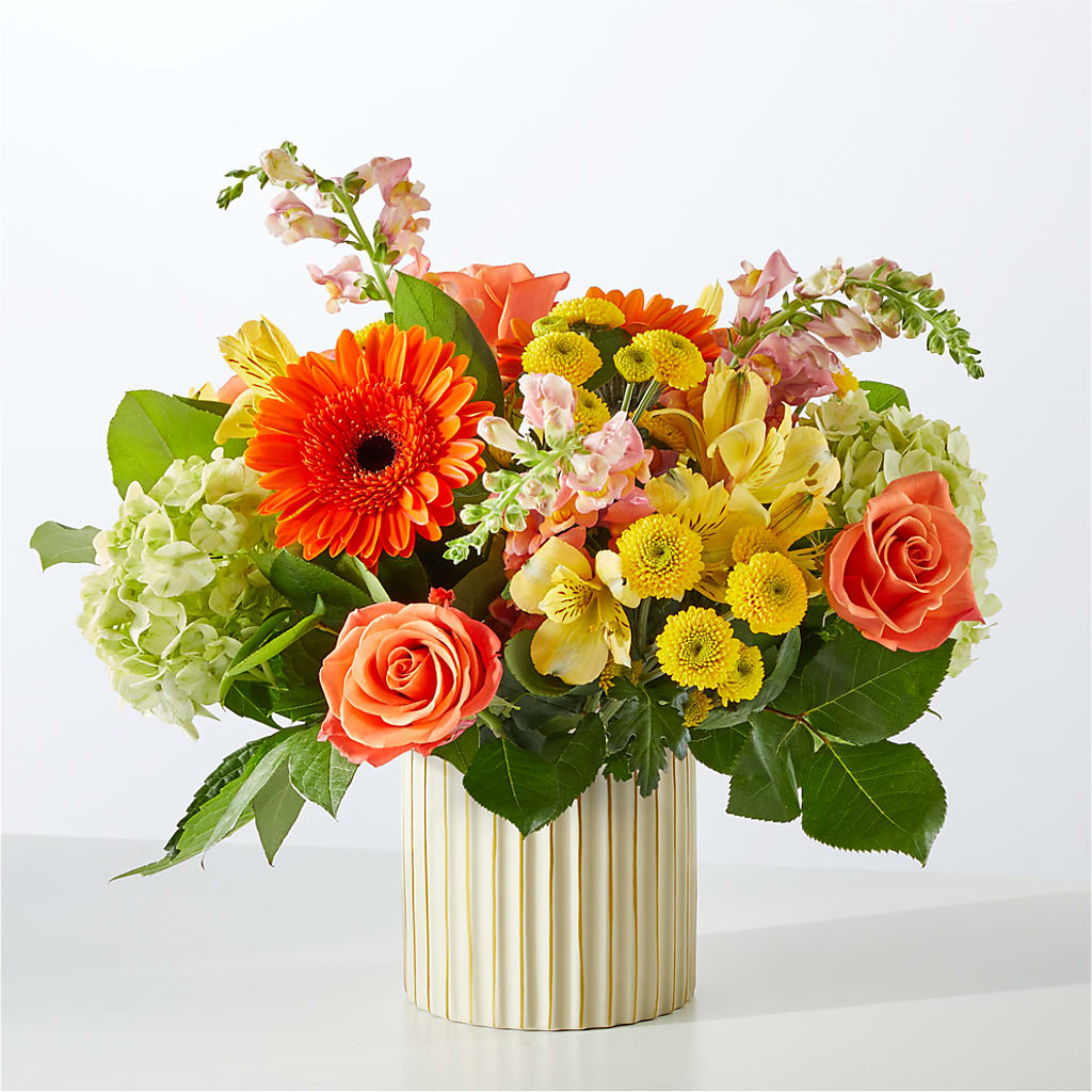 Autumn Sunshine Bouquet with Ivory Vase –  The Surprise Bouquet, Lawrenceburg TN