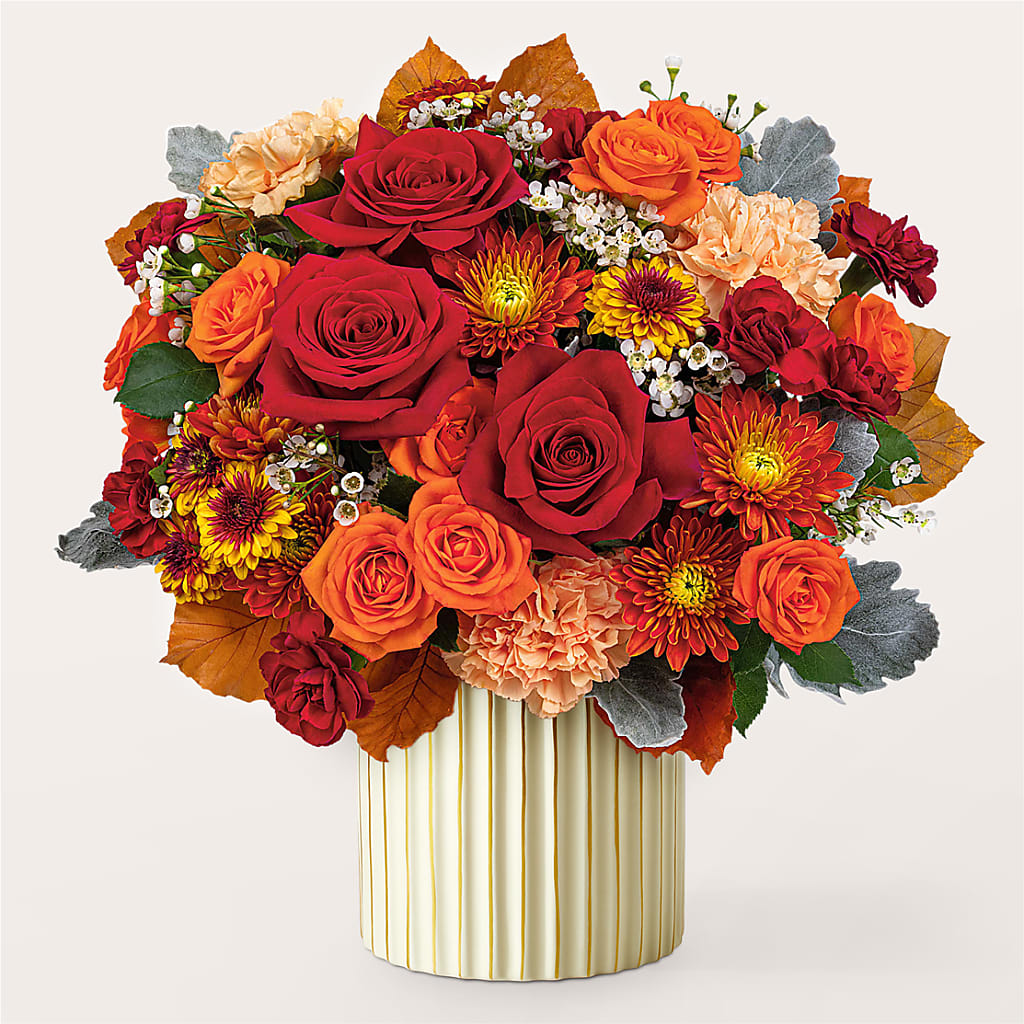 Merlot Bouquet with Ivory Vase –  The Surprise Bouquet, Lawrenceburg TN