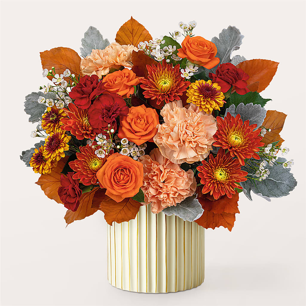 Merlot Bouquet with Ivory Vase –  The Surprise Bouquet, Lawrenceburg TN