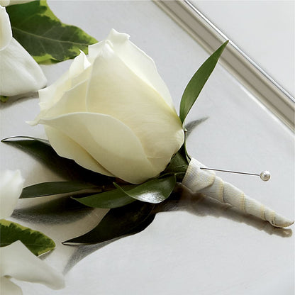 White Rose Boutonniere –  The Surprise Bouquet, Lawrenceburg TN