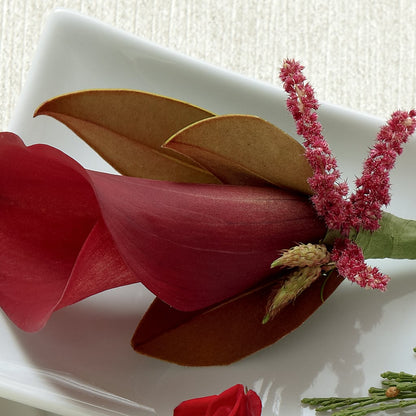 Red Calla Boutonniere –  The Surprise Bouquet, Lawrenceburg TN